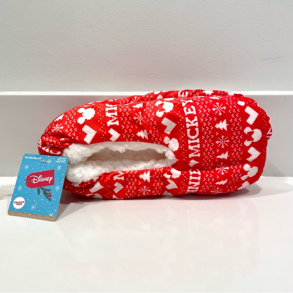 🟡2/$30 NEW Disney Mickey & Minnie Mouse Snuggle Toes Slipper Socks (size S/M)